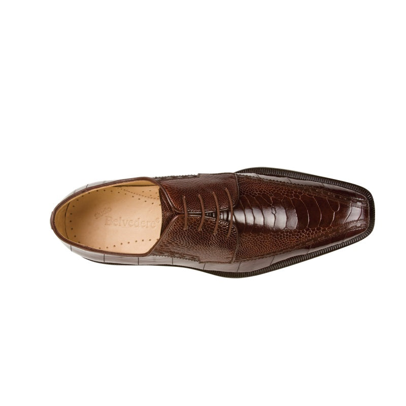 Belvedere Cava Ostrich & Eel Lace Up Shoes Brown
