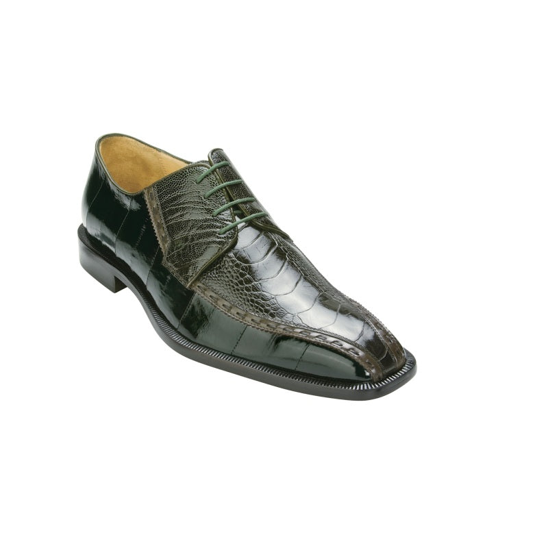 Belvedere Cava Ostrich & Eel Lace Up Shoes Emerald Green