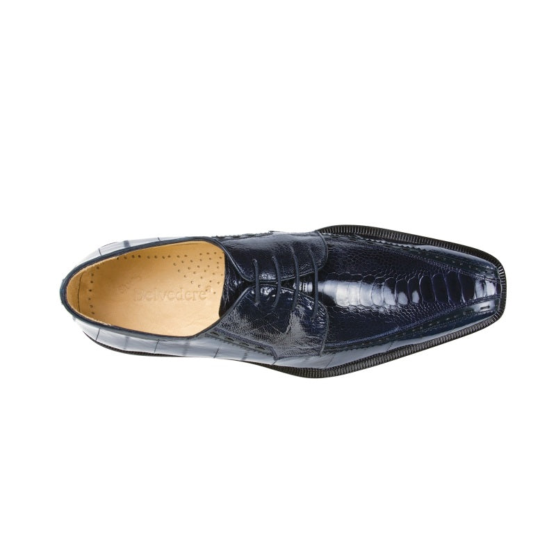 Belvedere Cava Ostrich & Eel Lace Up Shoes Navy