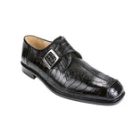 Belvedere Dolce Ostrich Monk Strap Shoes Black
