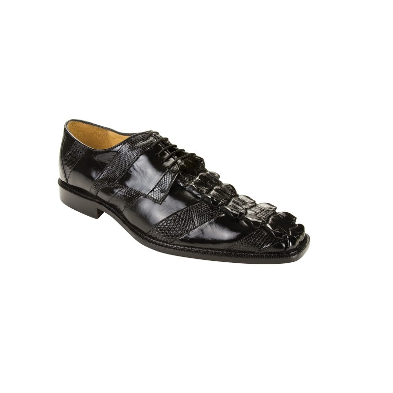 Belvedere Fabrizio Calfskin/Lizard/Croc Shoes Black