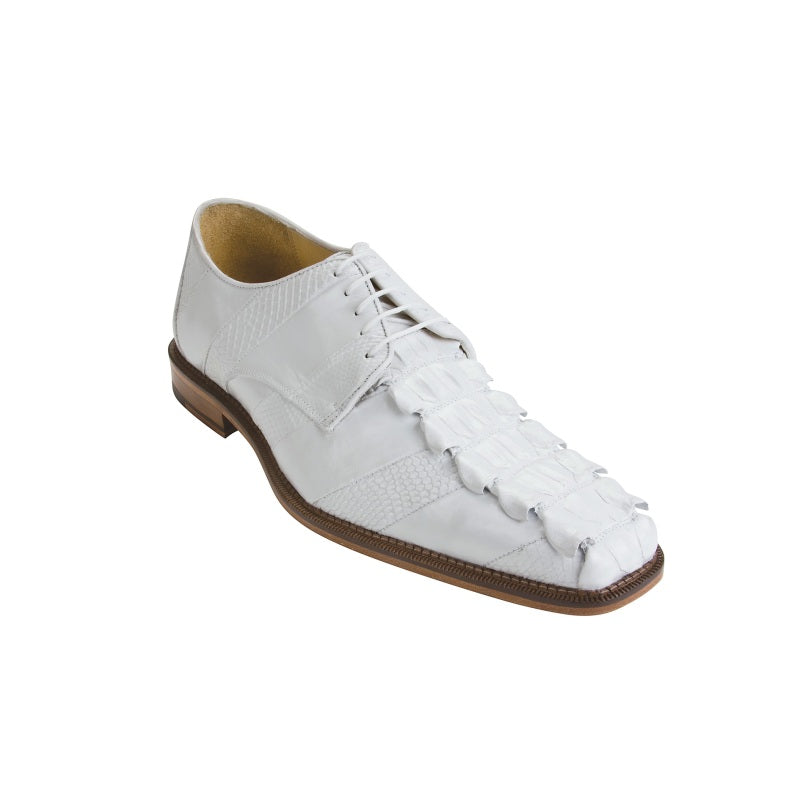 Belvedere Fabrizio Calfskin/Lizard/Croc Shoes White