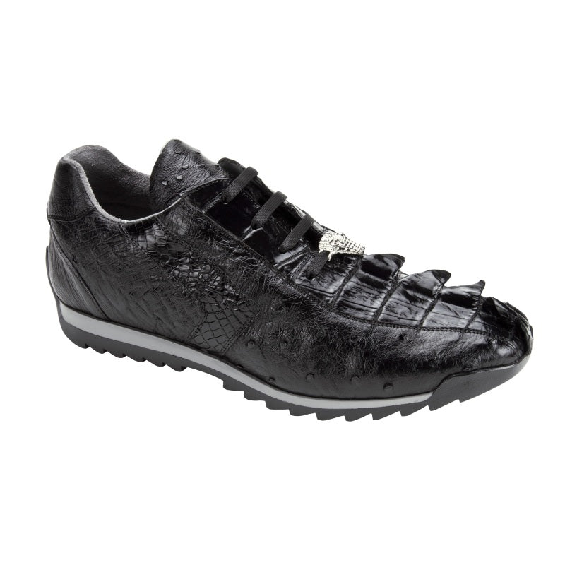 Belvedere Forte Hornback & Ostrich Sneakers Black