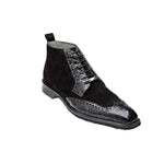 Belvedere Modena Crocodile/Suede Boots Black