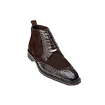 Belvedere Modena Crocodile/Suede Boots Brown