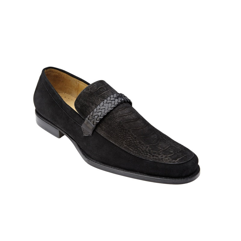 Belvedere Pisa Sueded Ostrich / Suede Loafers Black