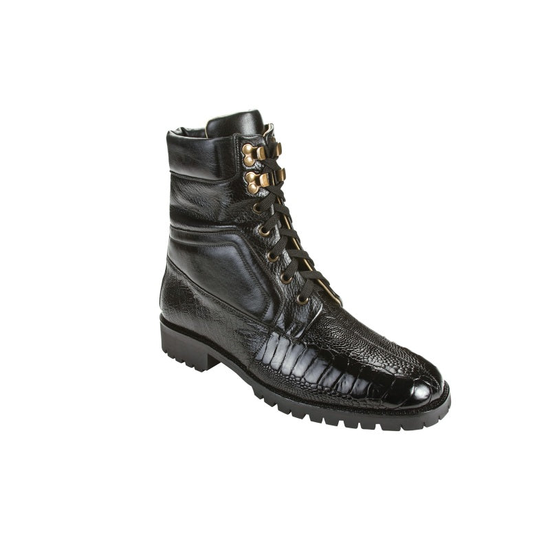 Belvedere Torre Ostrich/Calfskin Boots Black