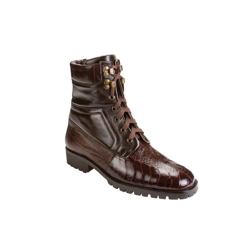 Belvedere Torre Ostrich/Calfskin Boots Burgundy