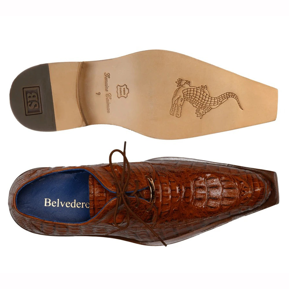 Belvedere Simon Caiman Crocodile Shoes Antique Almond