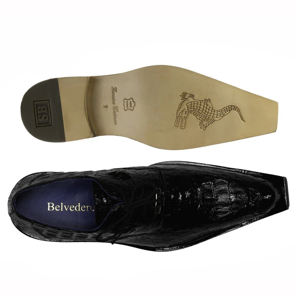 Belvedere Simon Caiman Crocodile Shoes Black