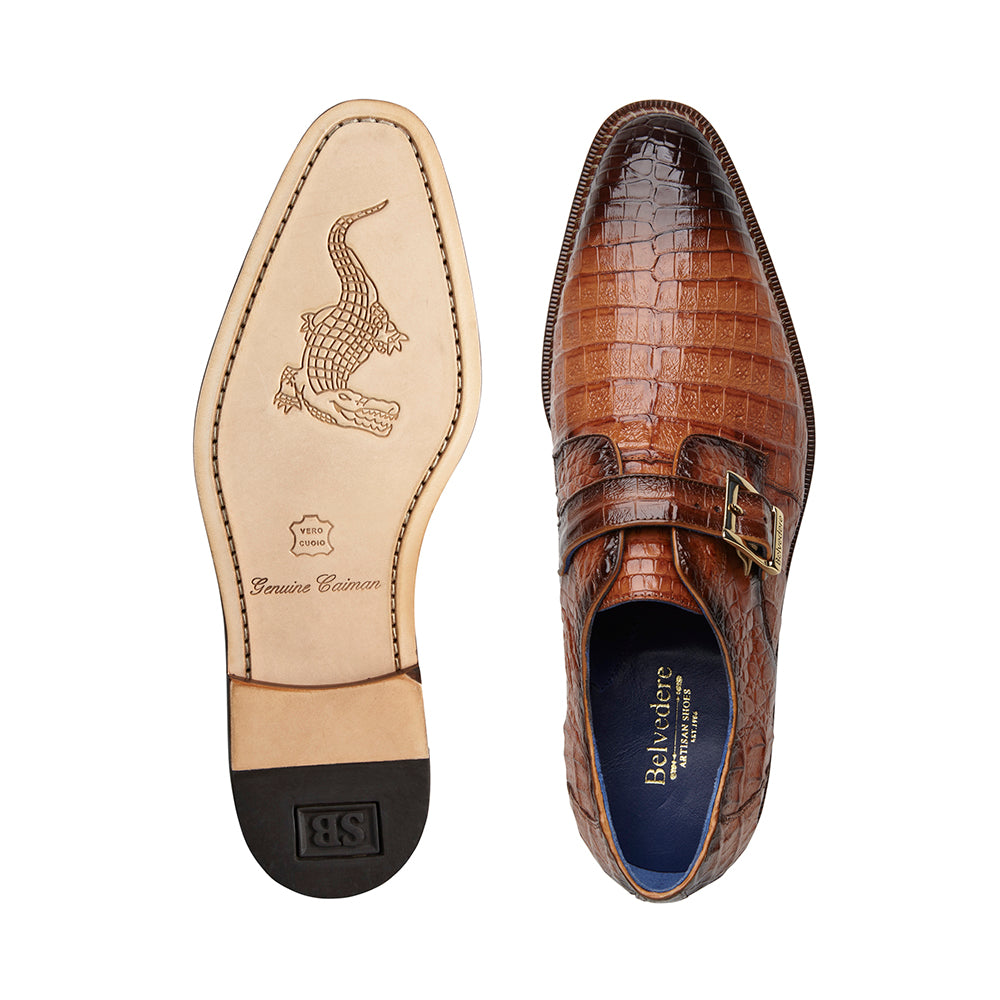 Belvedere Spencer Caiman Crocodile Shoes Antique Sport