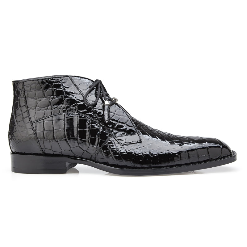 Belvedere Stefano Alligator Chukka Boots Black
