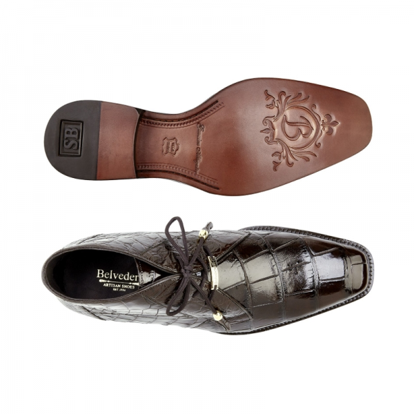 Belvedere Alligator Chukka Boots Chocolate