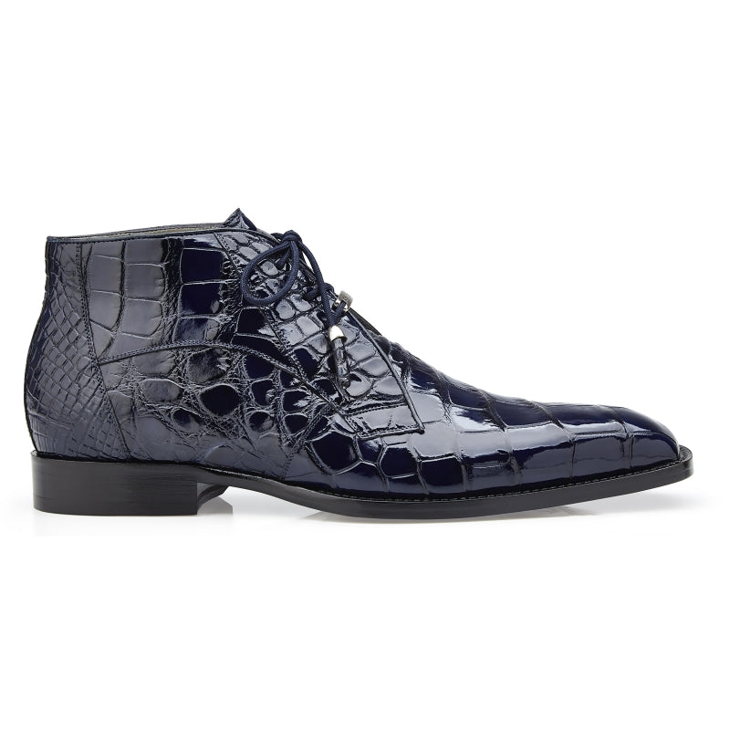 Belvedere Stefano Alligator Chukka Boots Navy