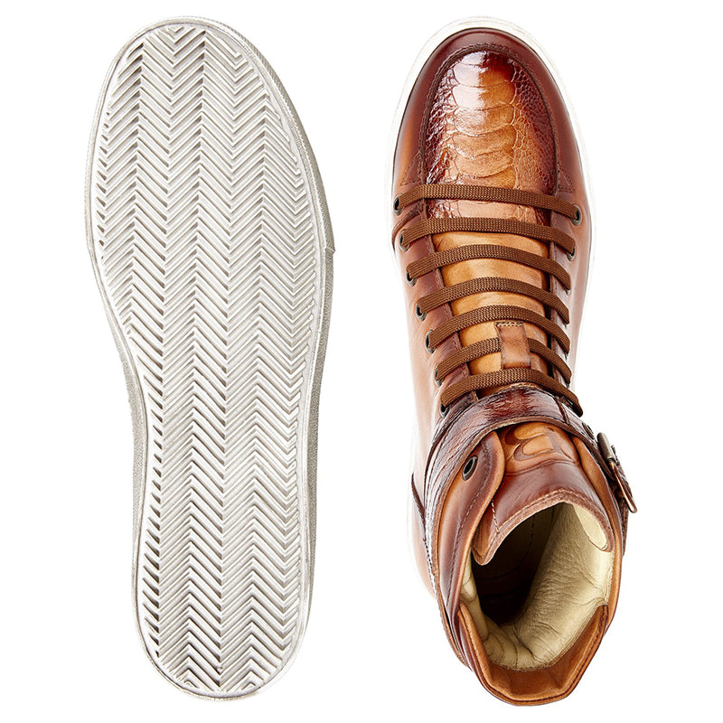 Belvedere Taylor Ostrich High Top Sneakers Antique Almond Safari