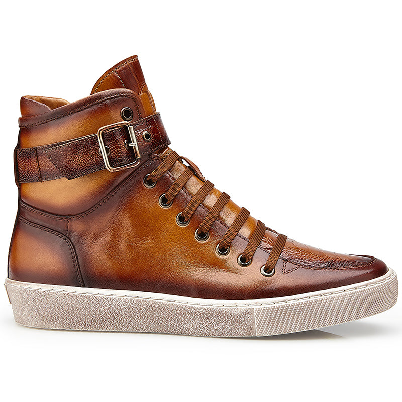 Belvedere Taylor Ostrich High Top Sneakers Antique Almond Safari