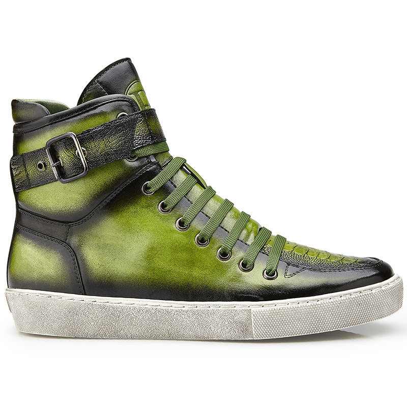 Belvedere Taylor Ostrich High Top Sneakers Antique Emerald Safari