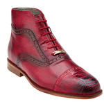 Belvedere Tobia Calfskin & Ostrich Boots Antique Red