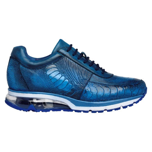 Belvedere Todd Ostrich Leg Sneakers Ocean Blue