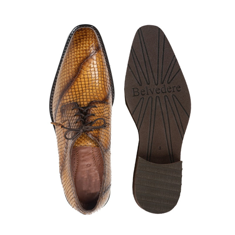 Belvedere Tony Snake Skin Shoes Antique Almond