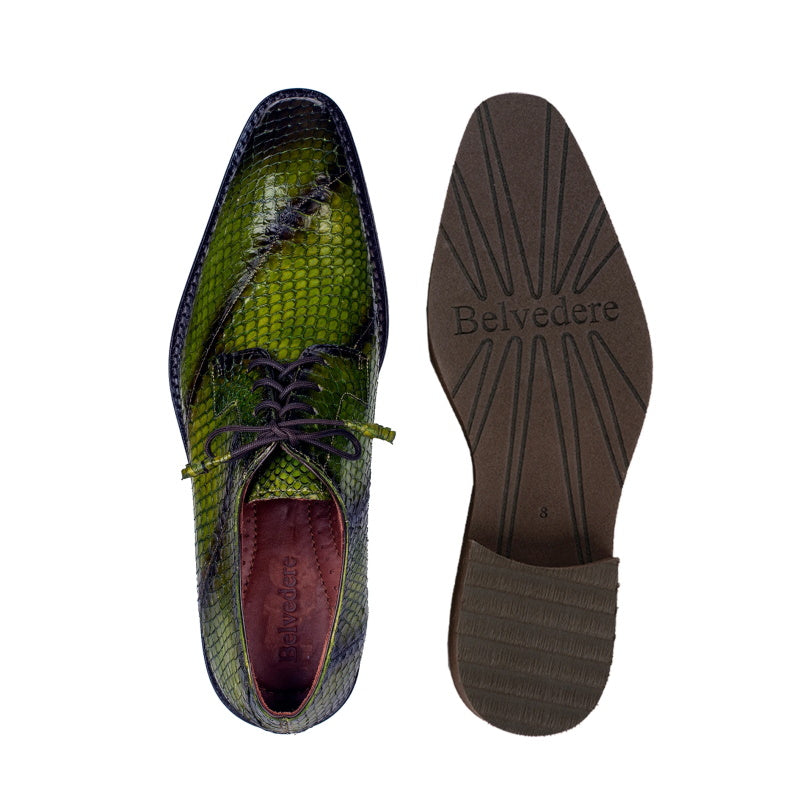 Belvedere Tony Snake Skin Shoes Antique Emerald