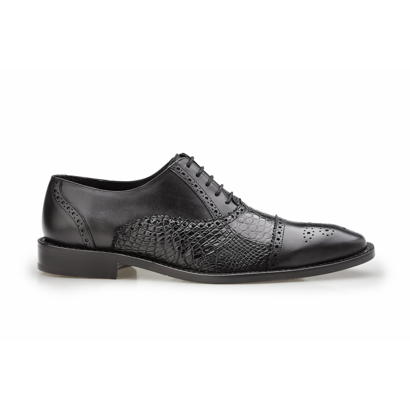 Belvedere Torino Alligator & Calfskin Oxfords Black