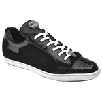 Belvedere Toro Crocodile & Soft Calfskin Sneakers Black