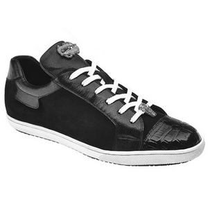 Belvedere Toro Crocodile & Soft Calfskin Sneakers Black