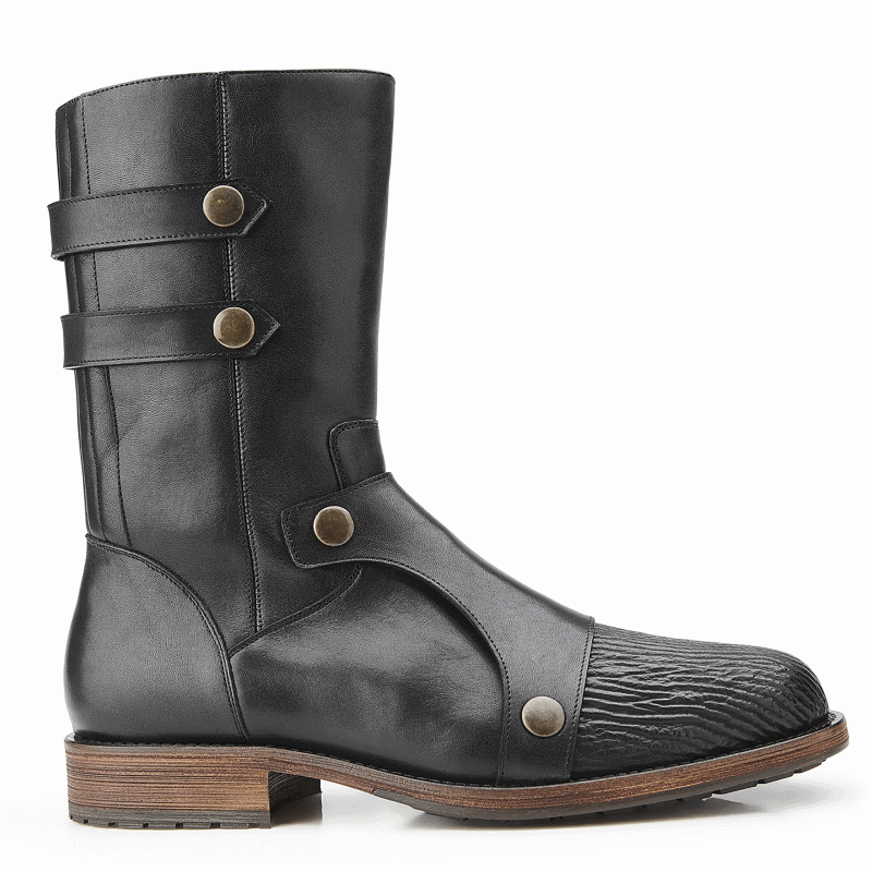 Belvedere Tosco Shark & Calfskin Boots Black