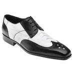 Belvedere Tropea Ostrich & Calfskin Wingtip Spectator Shoes Black / White