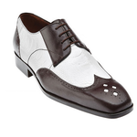 Belvedere Tropea Ostrich & Calfskin Wingtip Spectator Shoes Brown / White