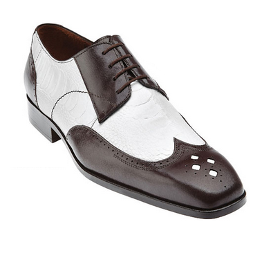 Belvedere Tropea Ostrich & Calfskin Wingtip Spectator Shoes Brown / White