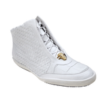 Belvedere Turi Crocodile & Woven Calfskin Hi Top Sneakers White