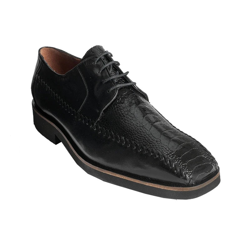 Belvedere Tyson Ostrich Leg & Calfskin Shoes Black