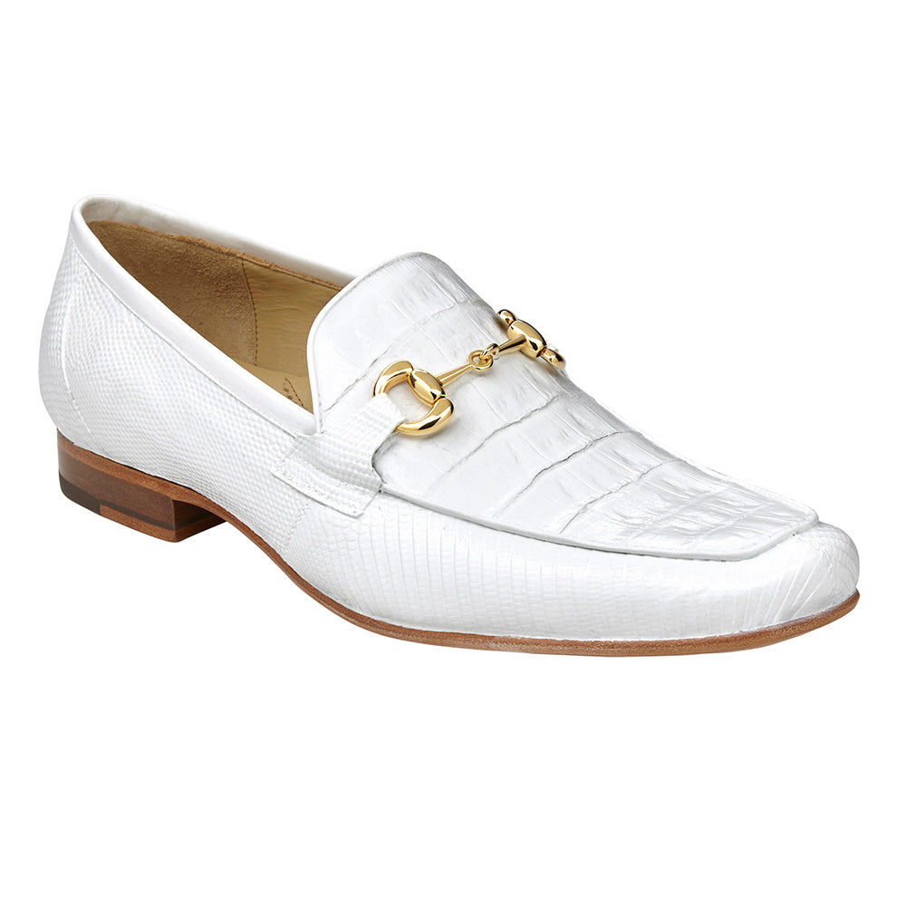 Belvedere Udine Genuine Caiman / Lizard Loafers White