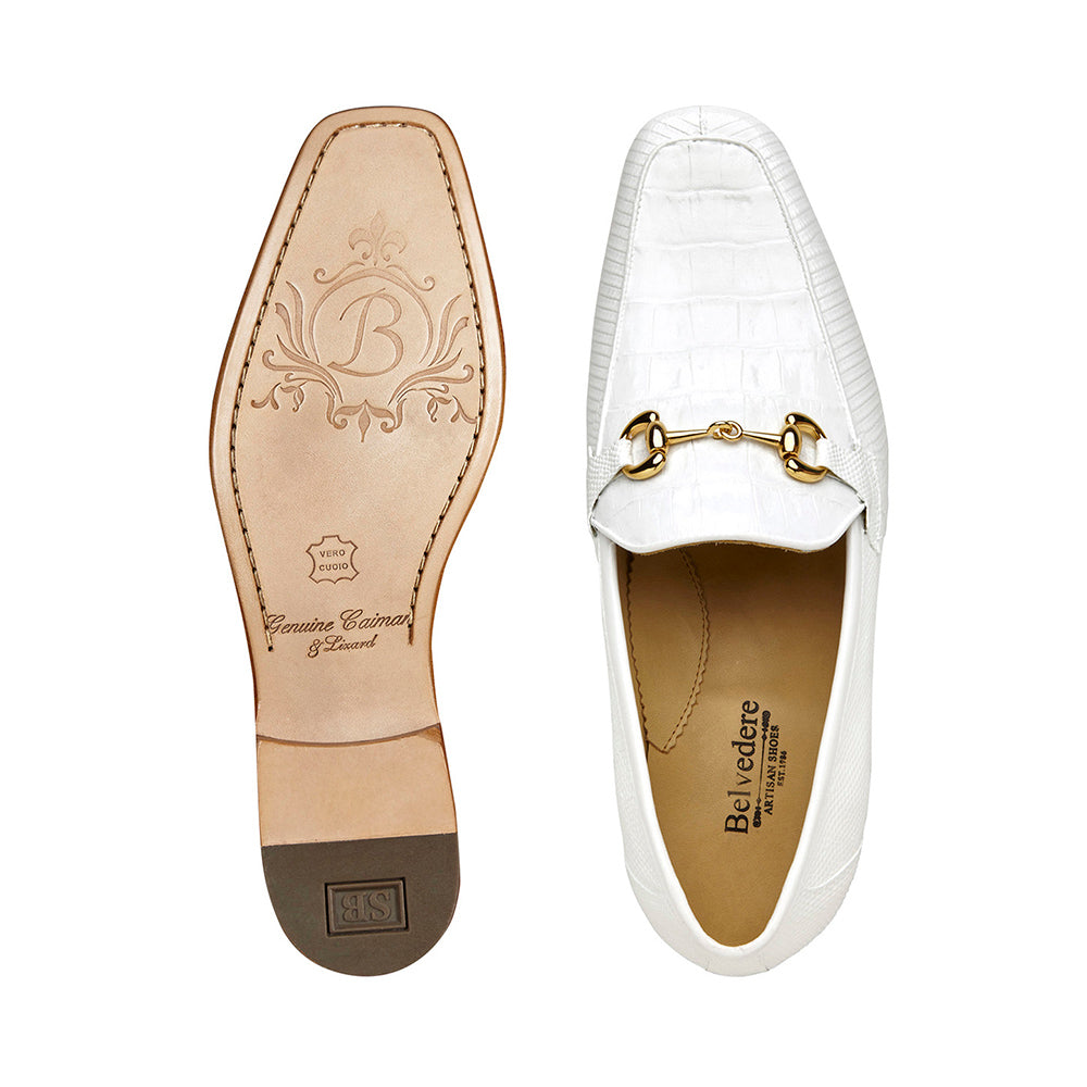 Belvedere Udine Genuine Caiman / Lizard Loafers White