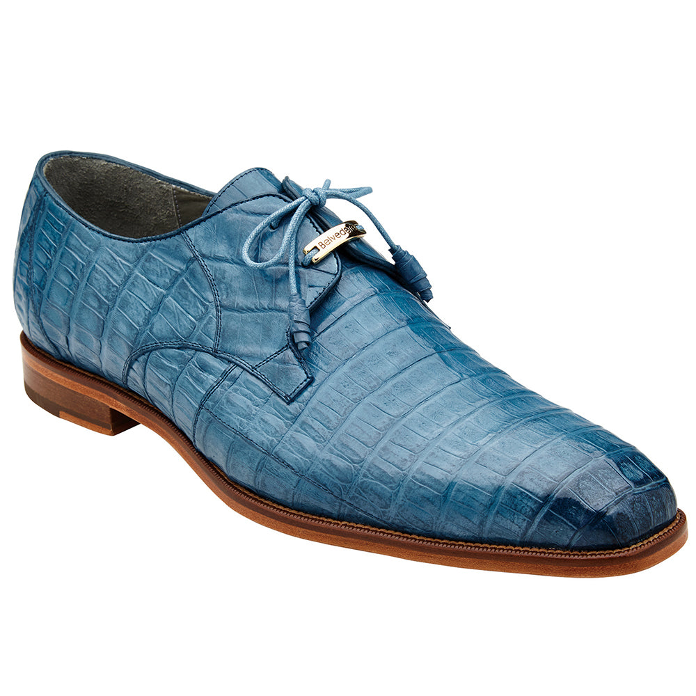 Belvedere Umberto Crocodile Shoes Antique Blue Jean