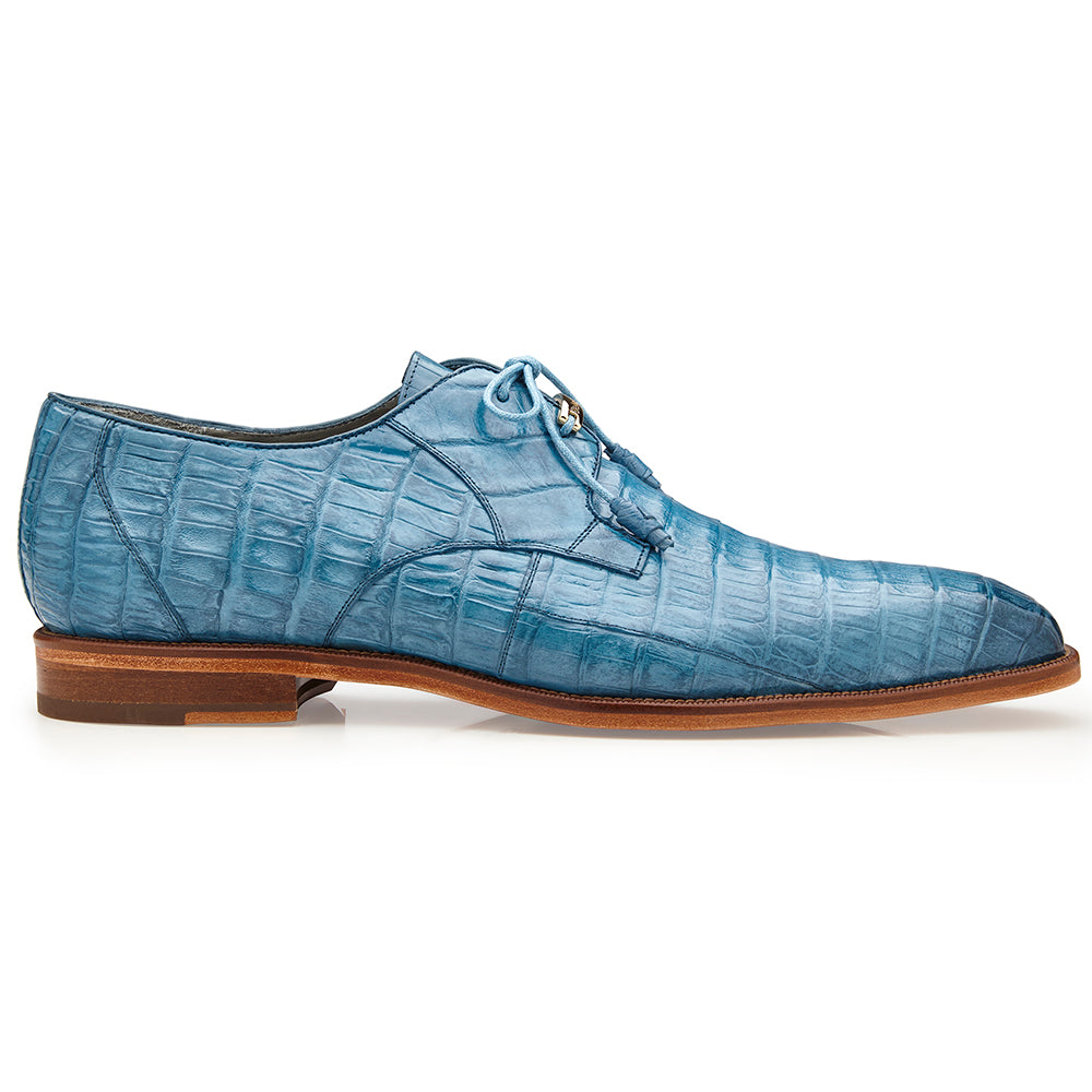 Belvedere Umberto Crocodile Shoes Antique Blue Jean