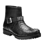 Belvedere Uovo Hornback & Calfskin Side Zipper Boots Black