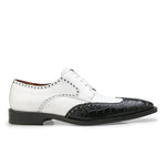Belvedere Urbano Alligator & Calfskin Wingtip Shoes White / Black