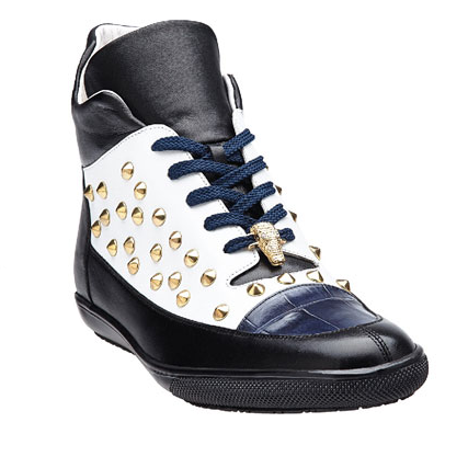 Belvedere Vale Crocodile & Calfskin Sneakers Blue/White