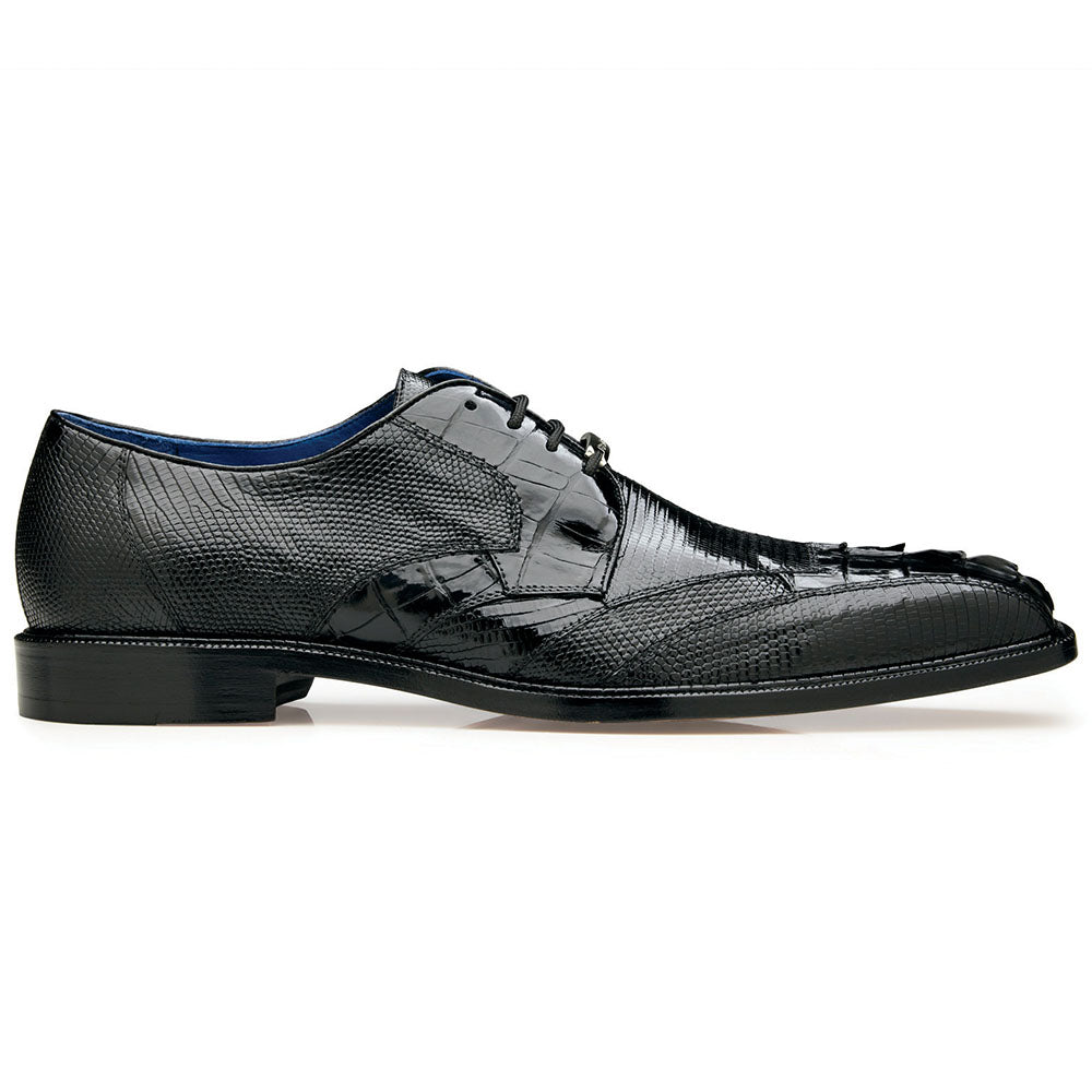 Belvedere Valter Caiman Crocodile & Lizard Shoes Black
