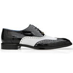 Belvedere Varo Genuine Alligator / Eel Wing Wingtip Shoes Black / White