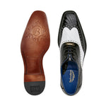 Belvedere Varo Genuine Alligator / Eel Wing Wingtip Shoes Black / White