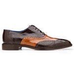 Belvedere Varo Genuine Alligator / Eel Wing Wingtip Shoes Chocolate / Ant Tan