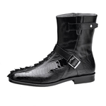 Belvedere Vibo Hornback & Ostrich Boots Black