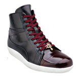 Belvedere Vitale Eel & Calfskin High Top Sneakers Dark Burgundy / Black