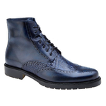 Belvedere Vito Calfskin & Alligator Wingtip Boots Antique Navy