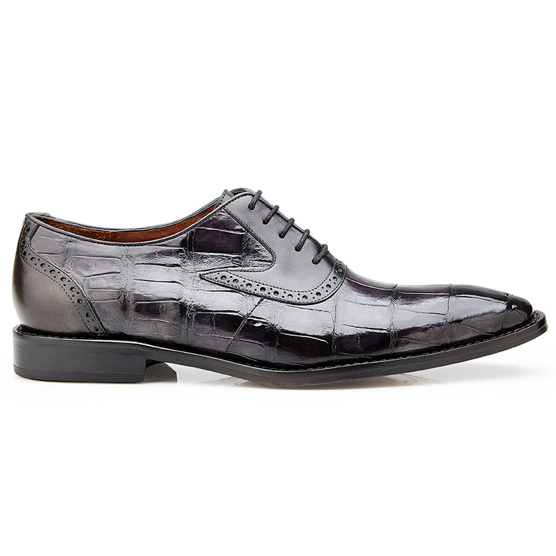 Belvedere Walter Alligator & Calf Oxfords Antique Charcoal
