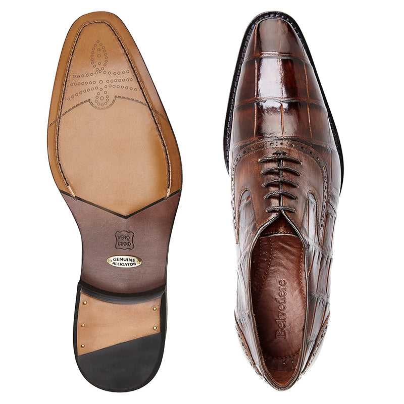 Belvedere Walter Alligator & Calf Oxfords Tobacco